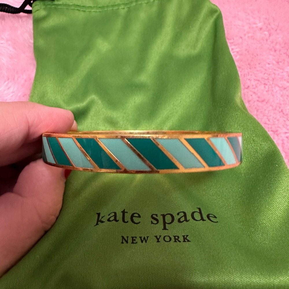 Kate Spade Teal Green and Gild Toe the Line Enamel Bangle